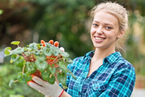 Professional landscapers transforming a Raynespark garden